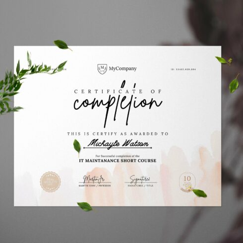 Certificate of Completion Canva cover image.