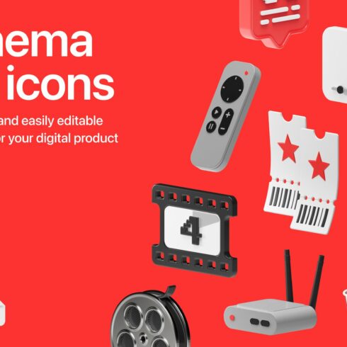Cinema 3D icons cover image.