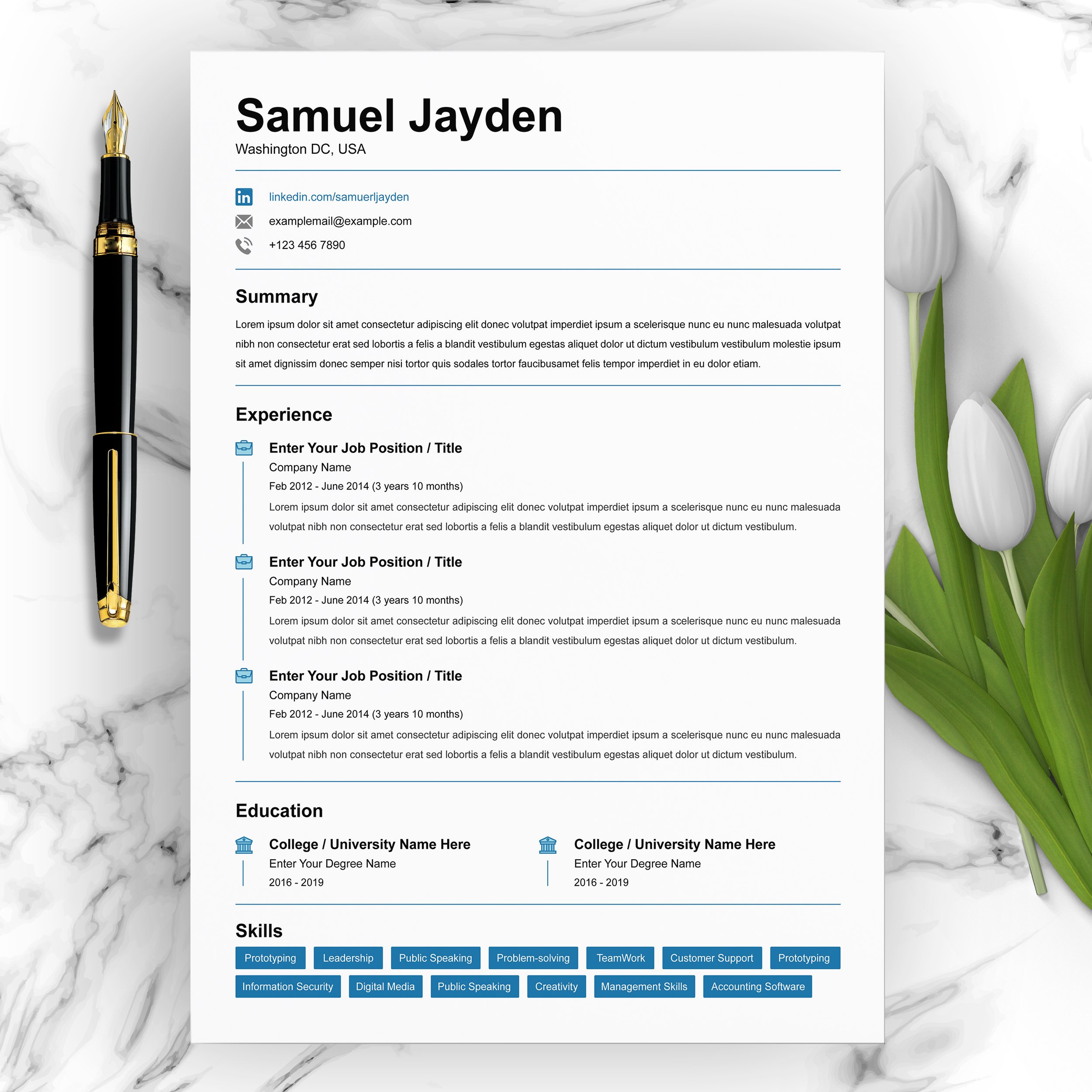 Linkedin Clean Resume Template cover image.