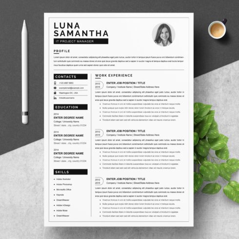 Project Manager Resume Template cover image.