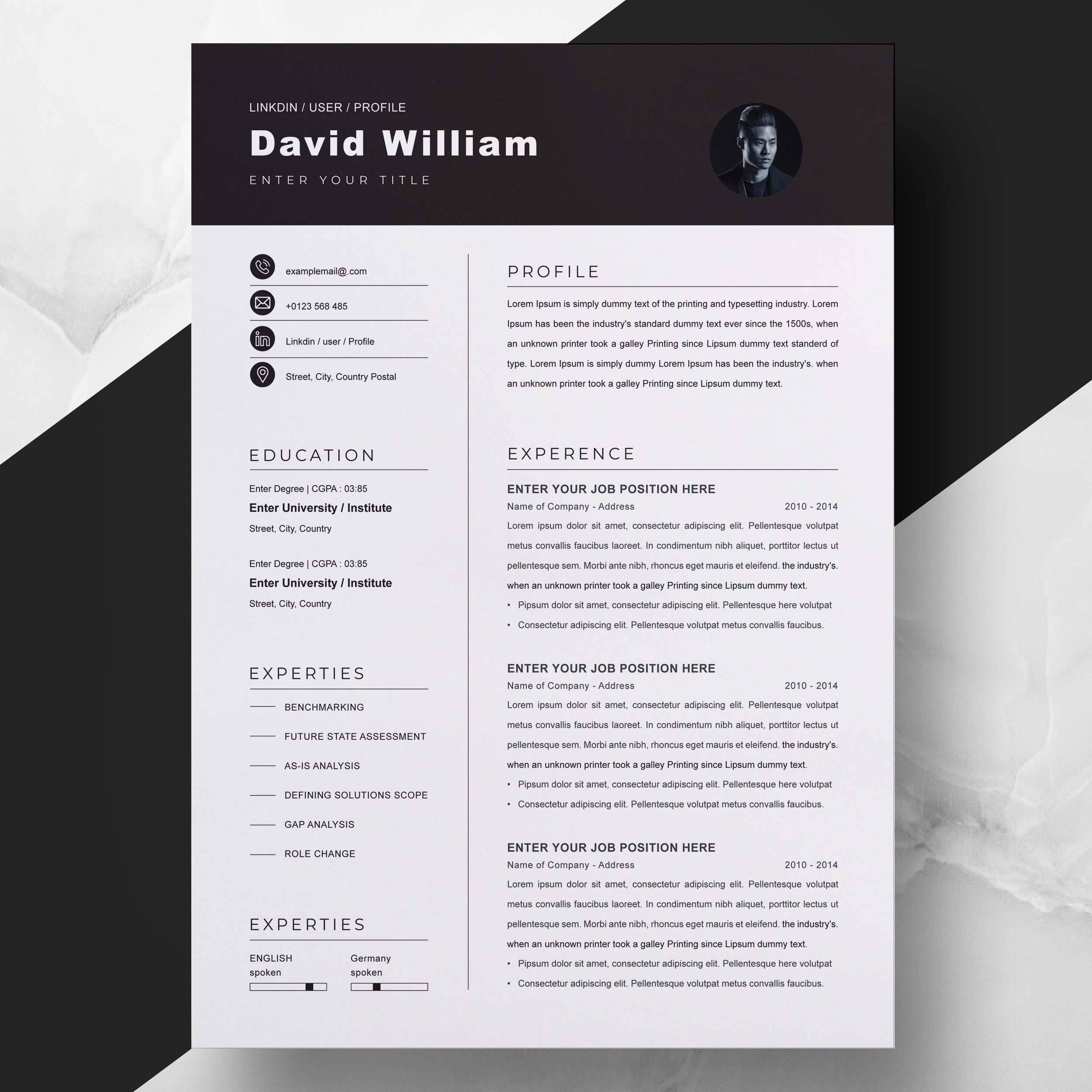Graphic Designer CV cover image.