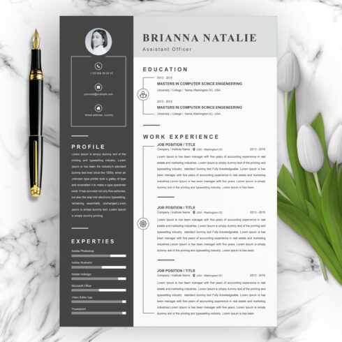 Assistant Officer Resume Template cover image.