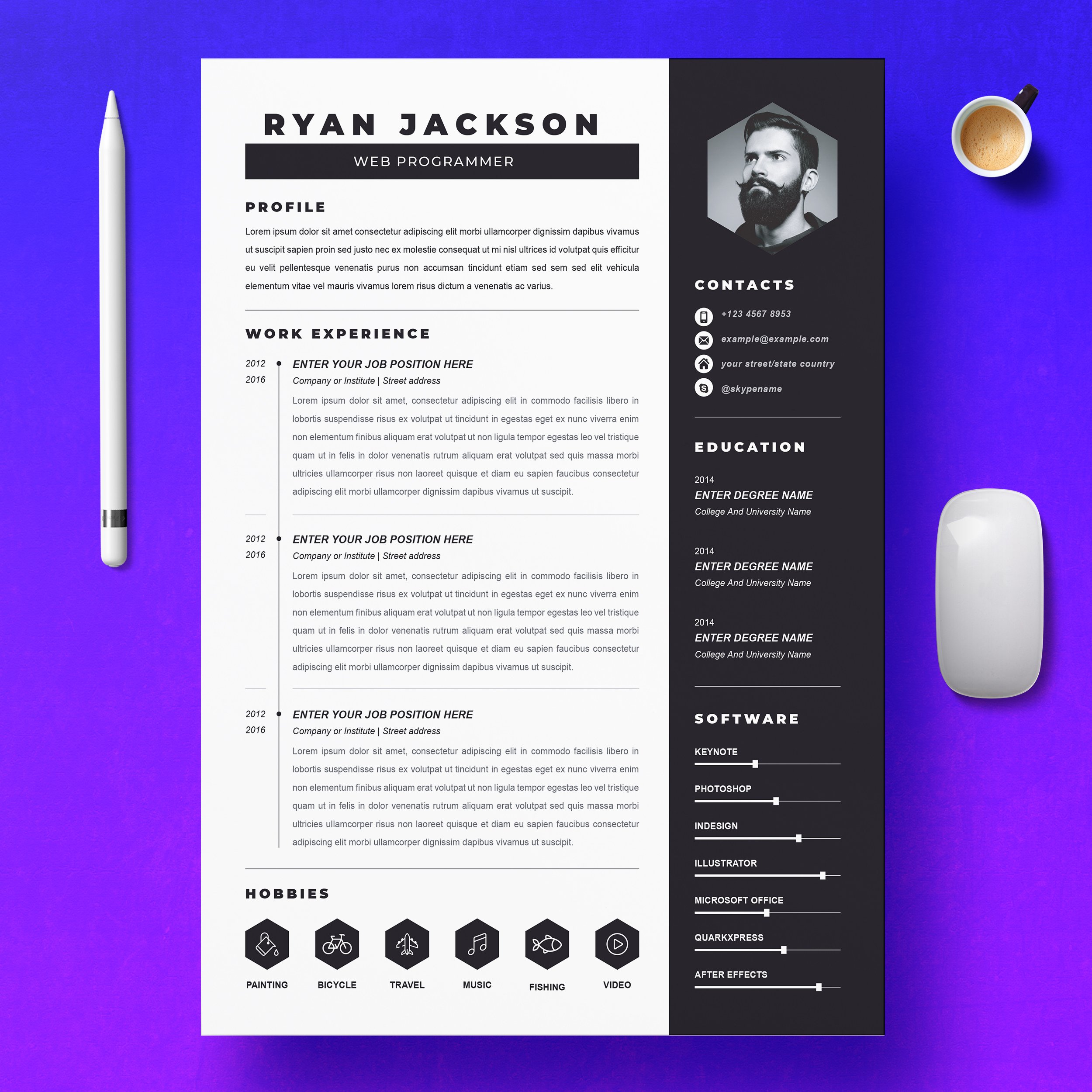 Modern Resume Template / CV Template cover image.