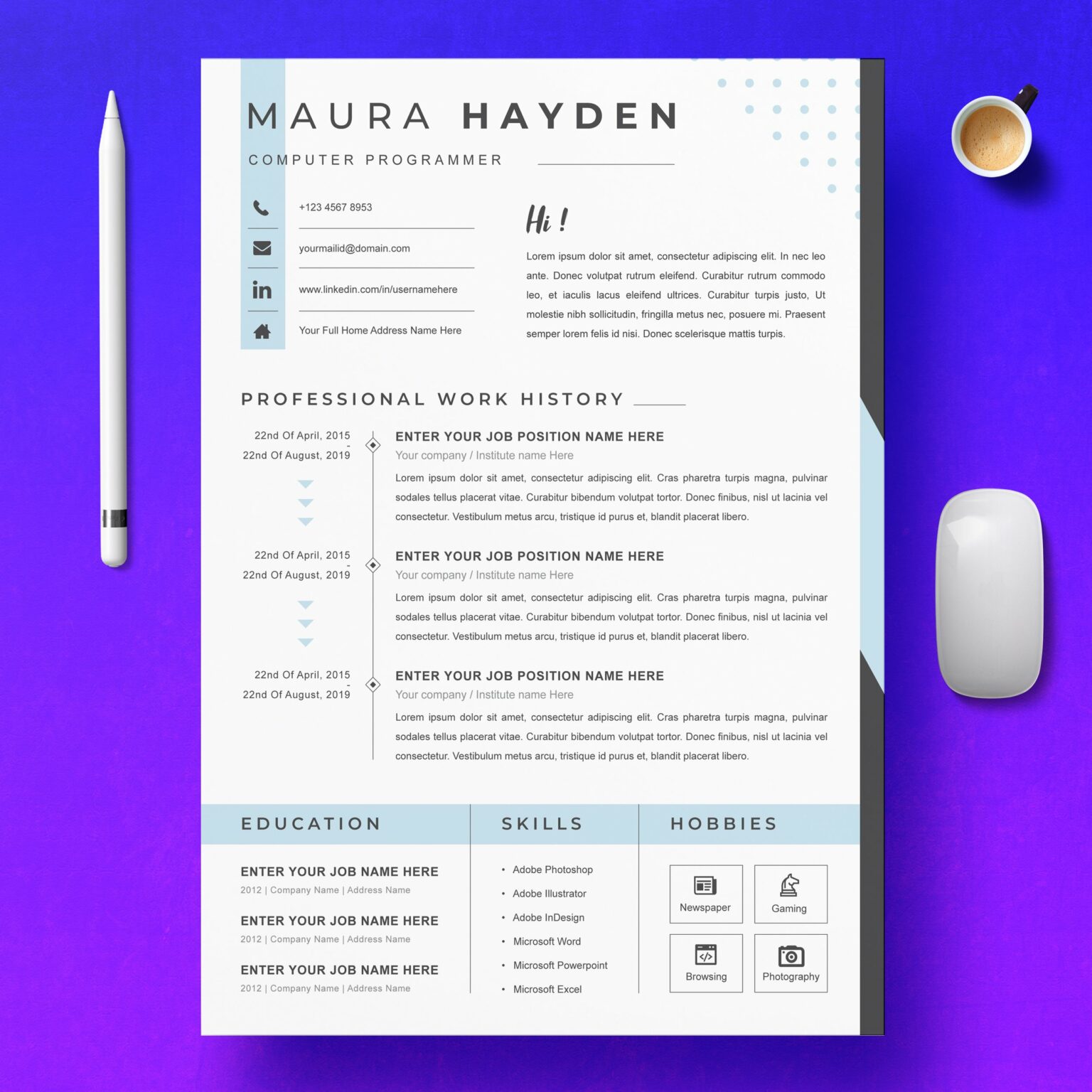 Cv Template Ms Word Cover Letter Masterbundles