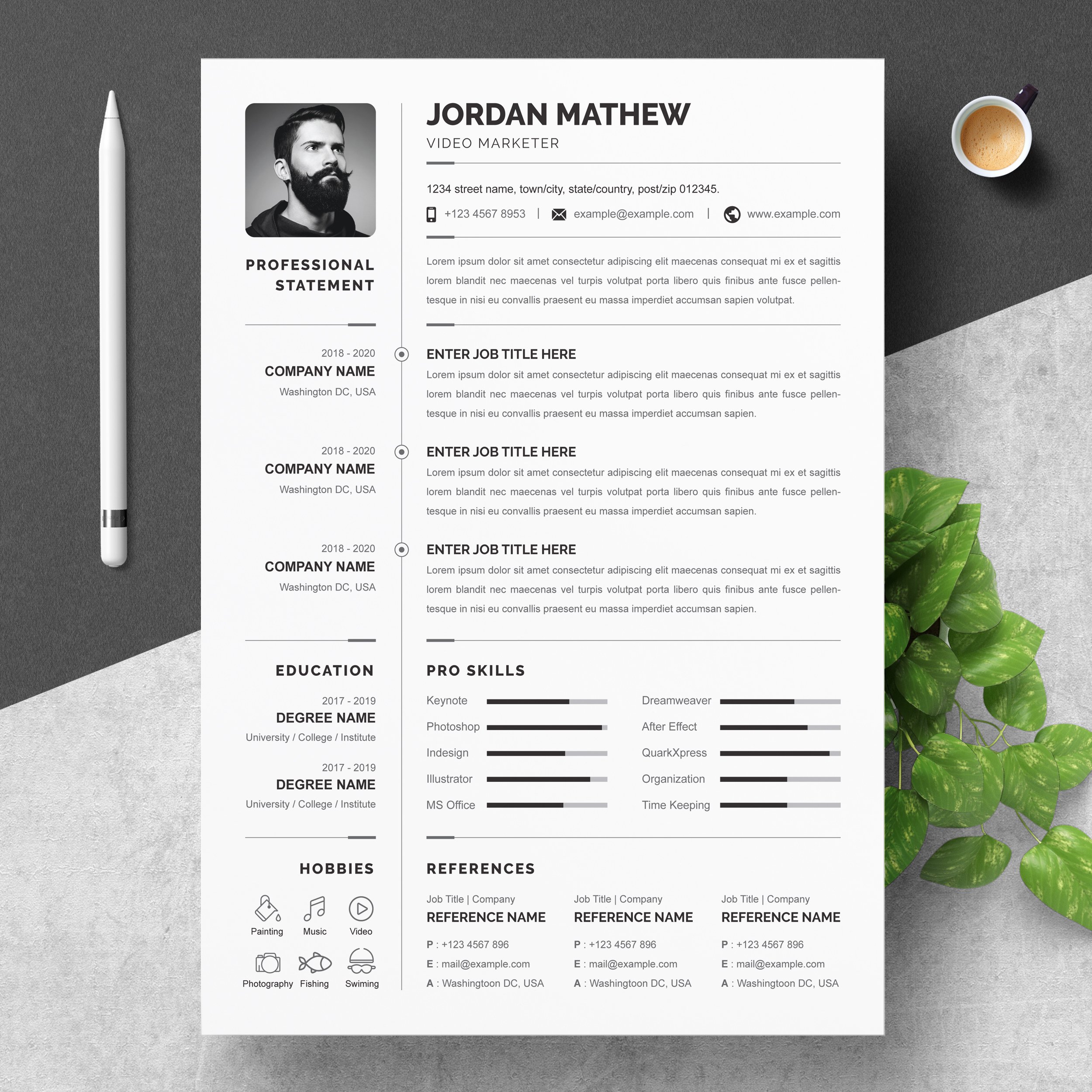 Professional Resume Microsoft Word cover image.