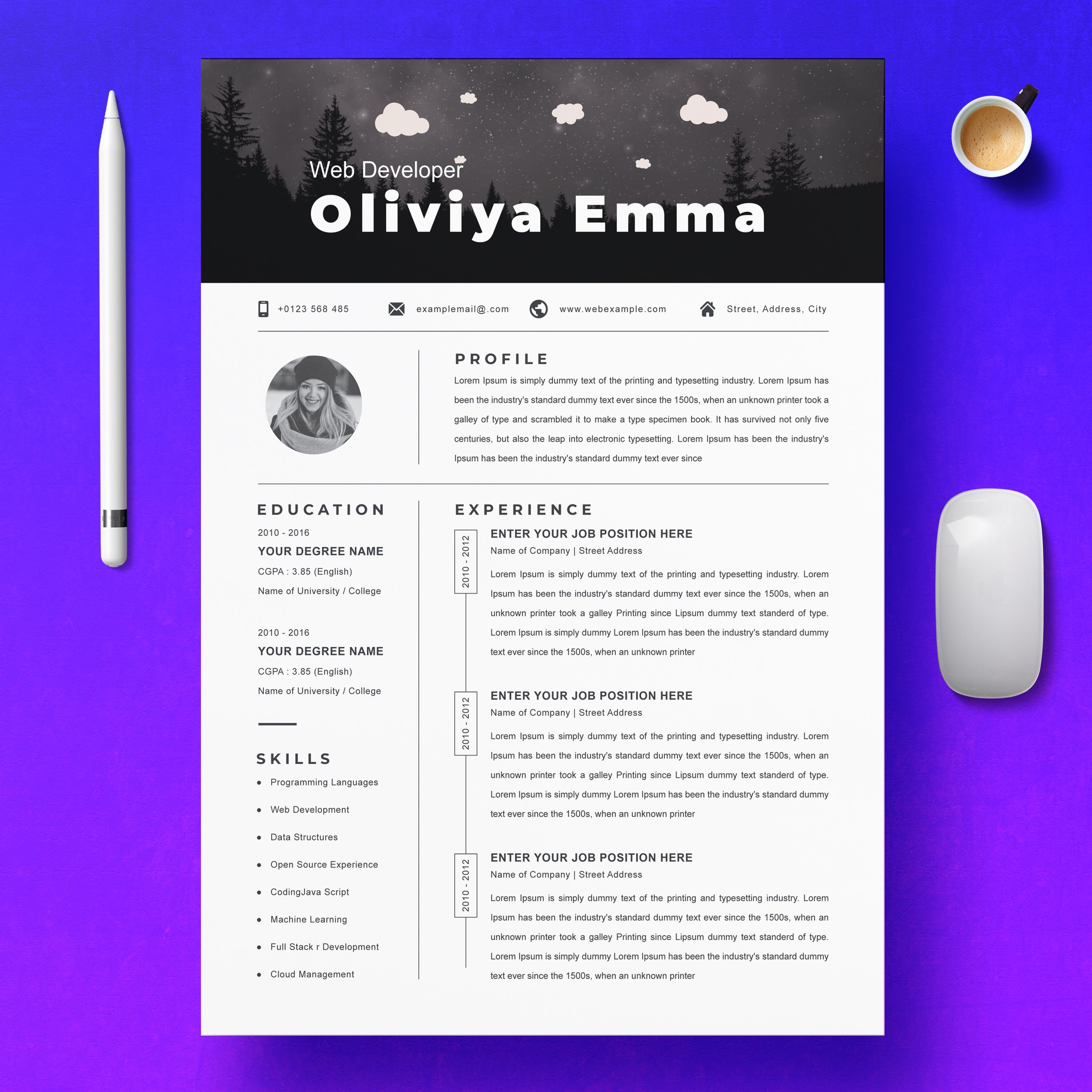 Web Developer Resume | Freelancer CV cover image.