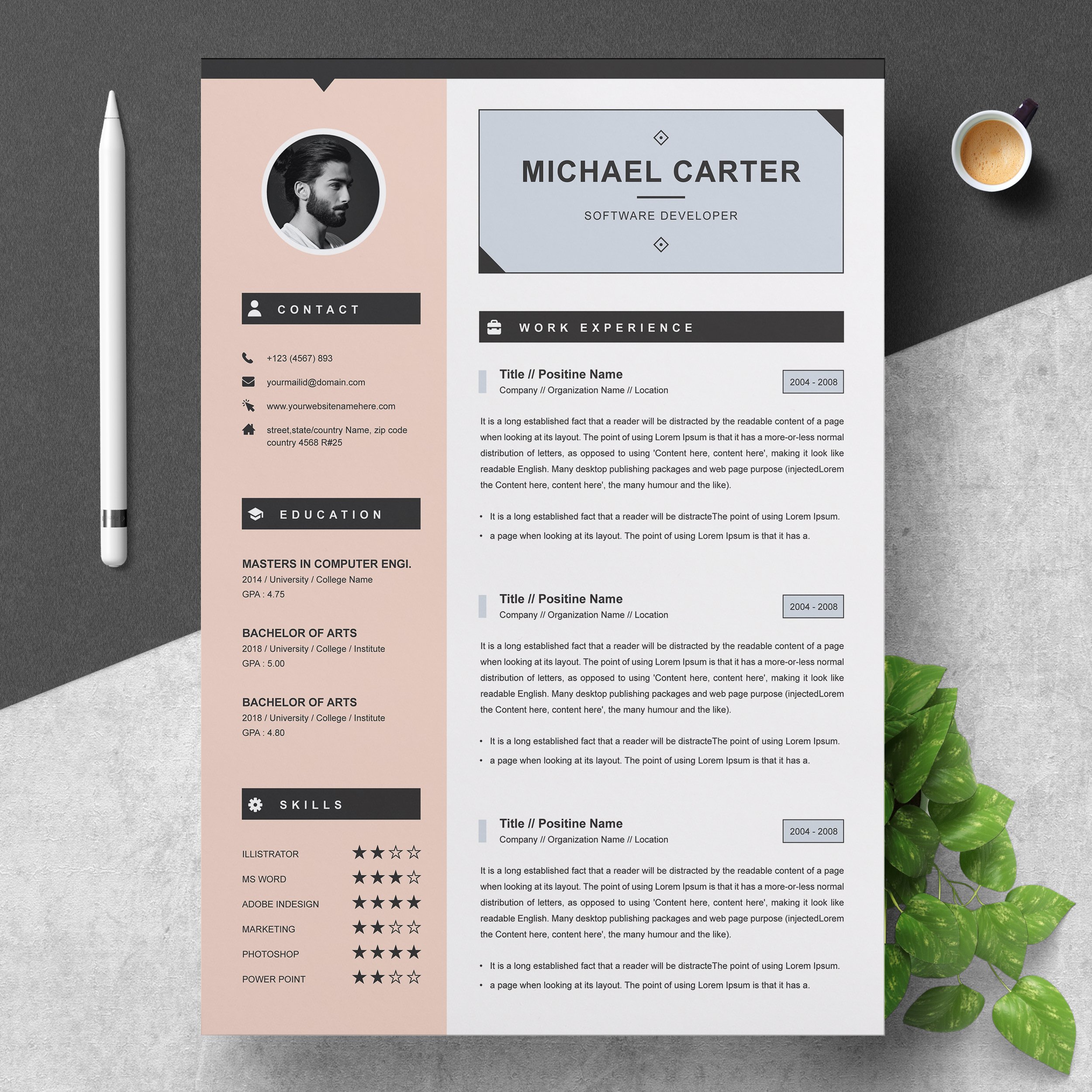 Modern Resume / CV Template | 3 Page cover image.