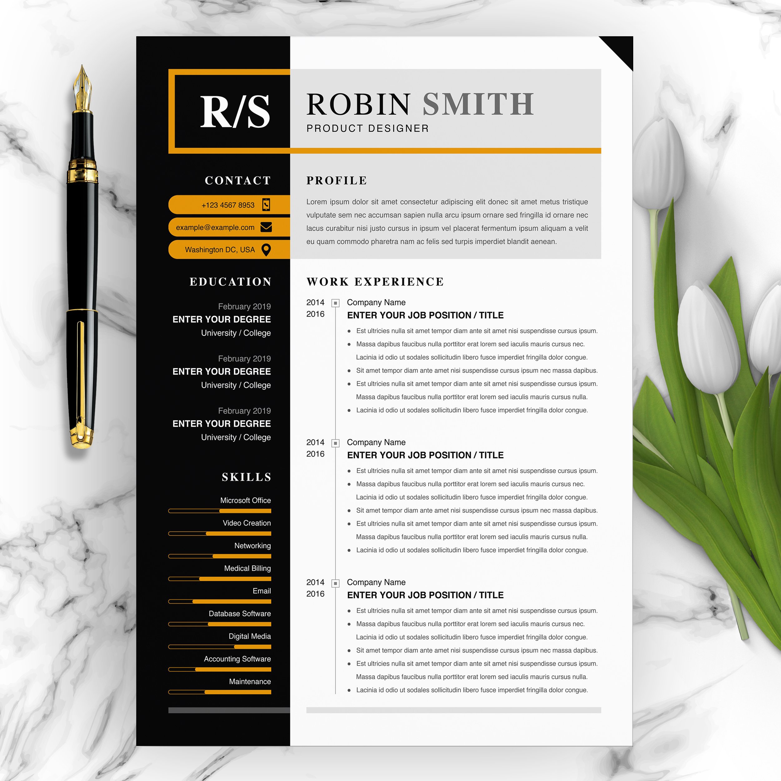 Professional Modern Resume Template cover image.