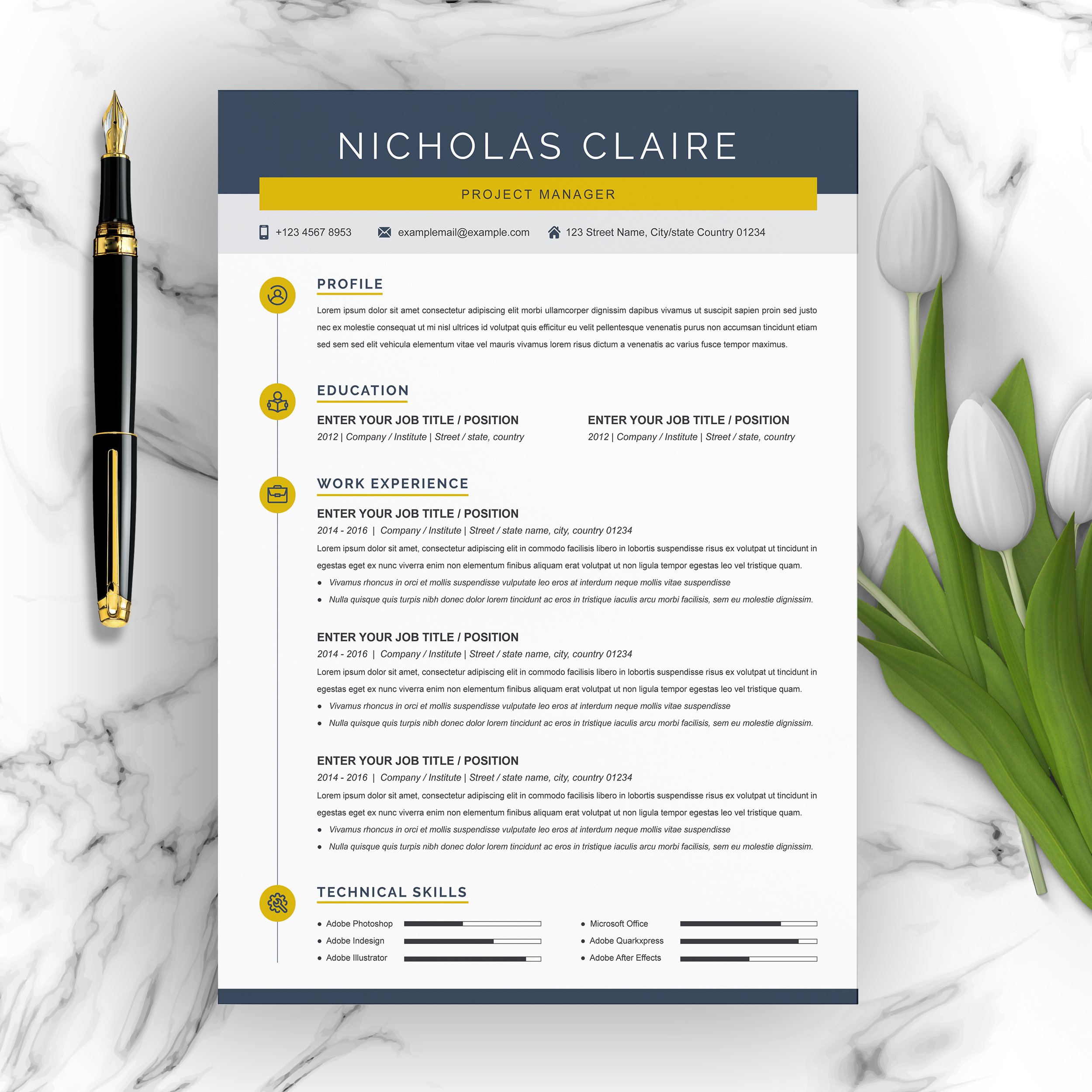 Project Manager Resume/CV Template cover image.