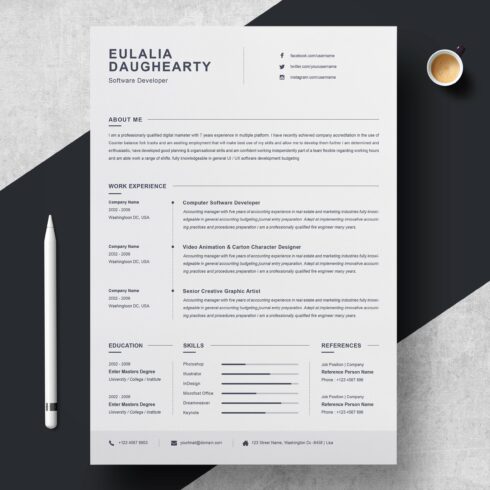Clean Resume Template cover image.