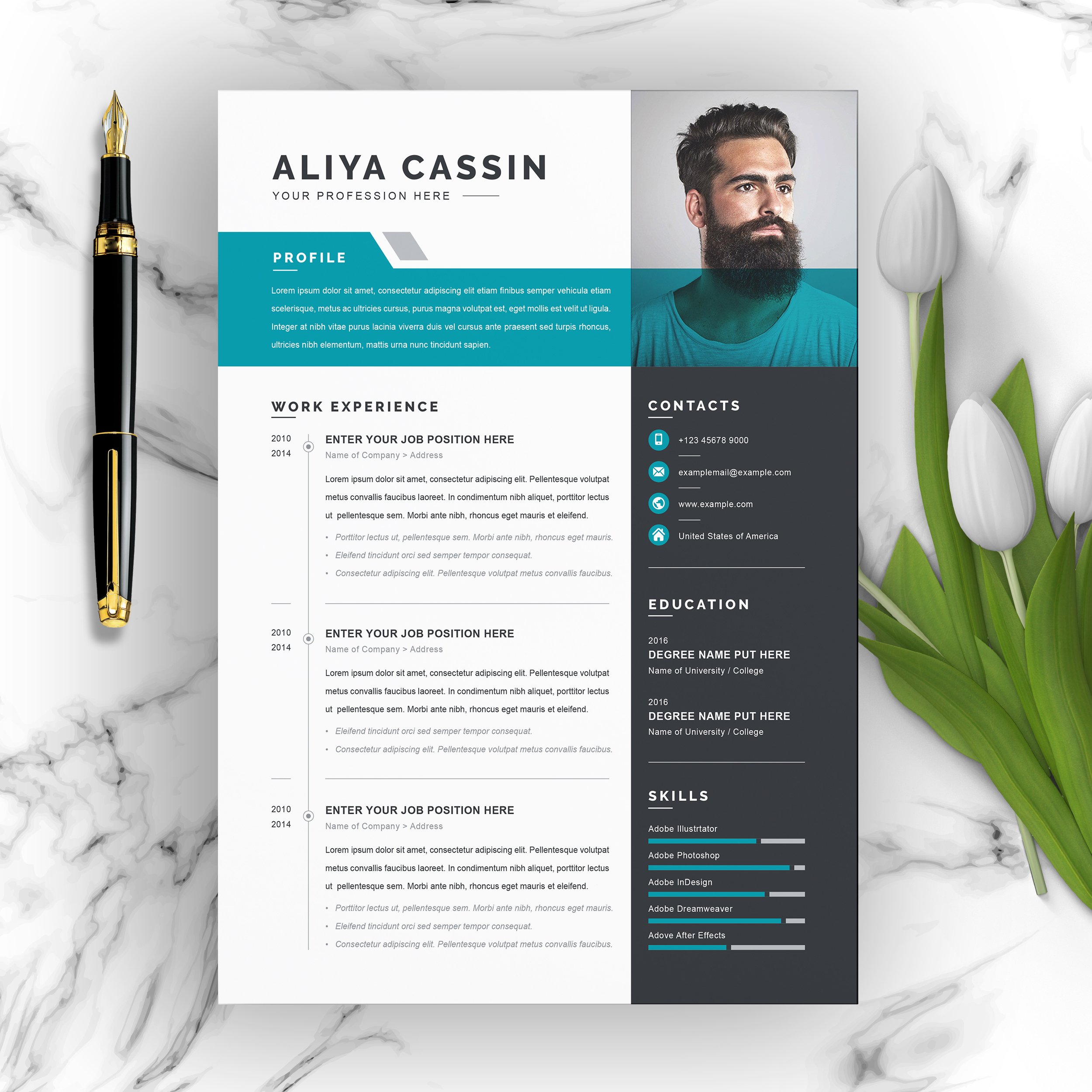 Professional Manager Resume / CV Template - MasterBundles