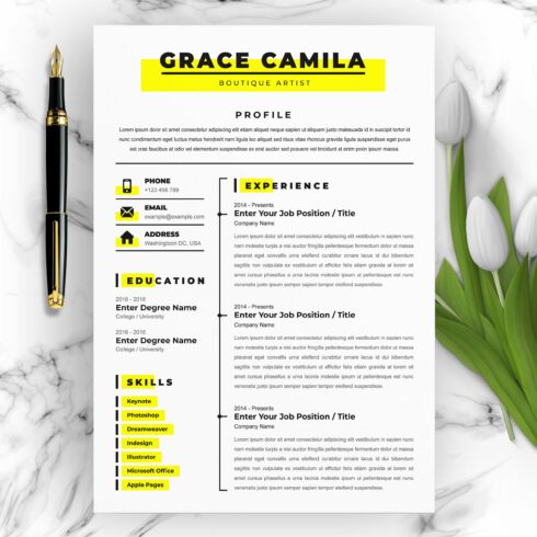 Minimal Yellow Bold Resume Template cover image.