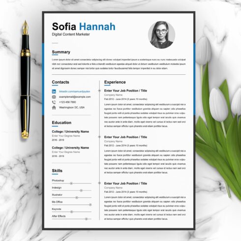 Digital Content Marketer Resume cover image.