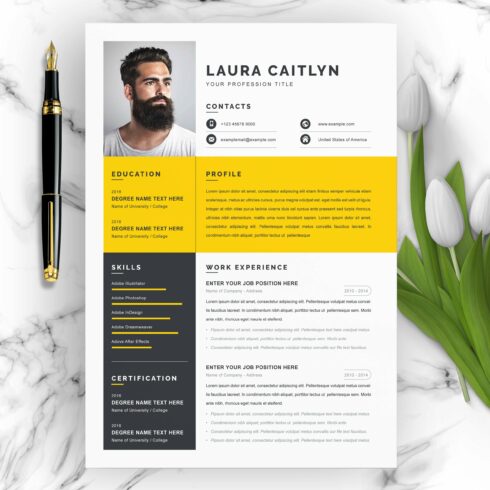 Modern & Professional Yellow Resume cover image.