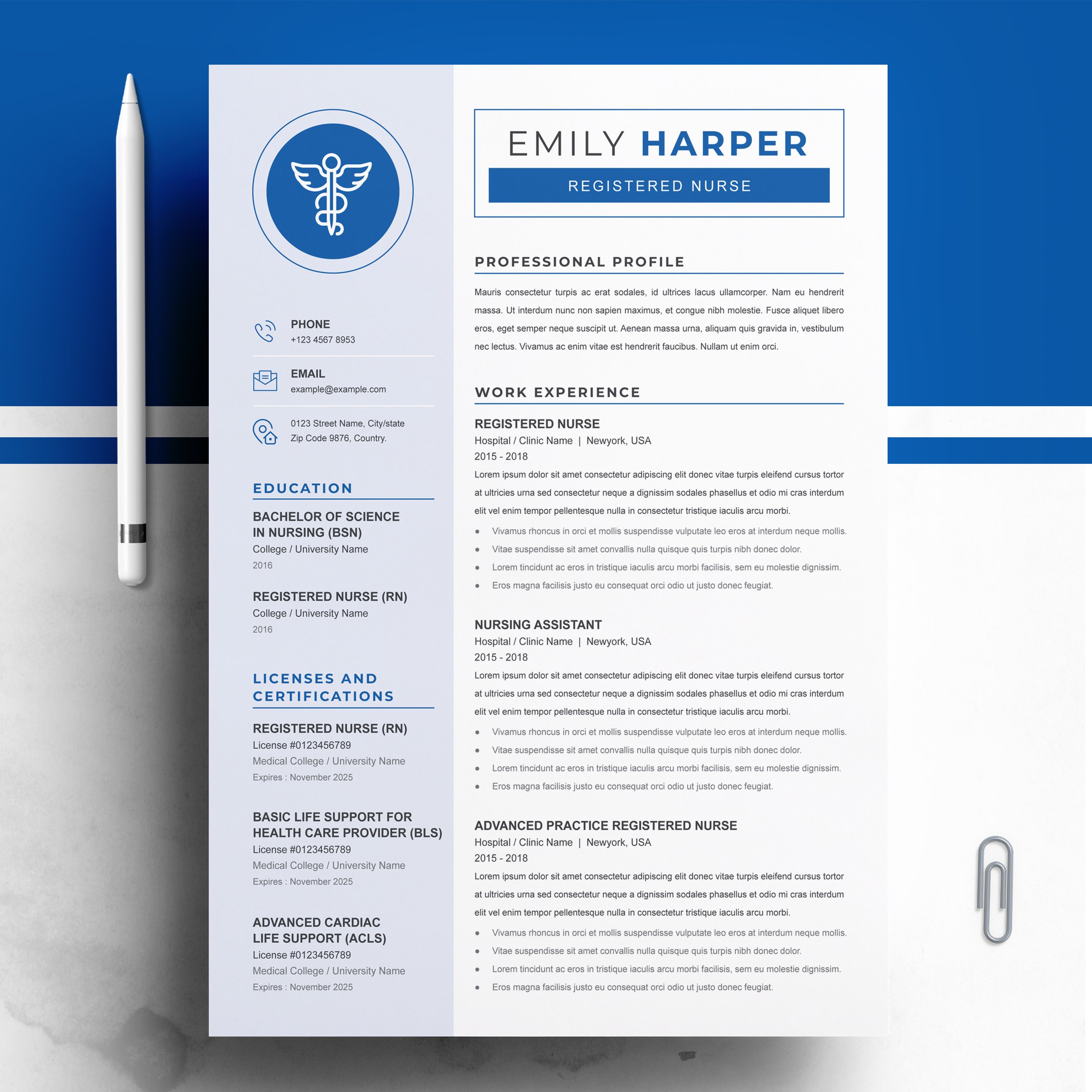 Registered Nurse Resume/CV Template cover image.