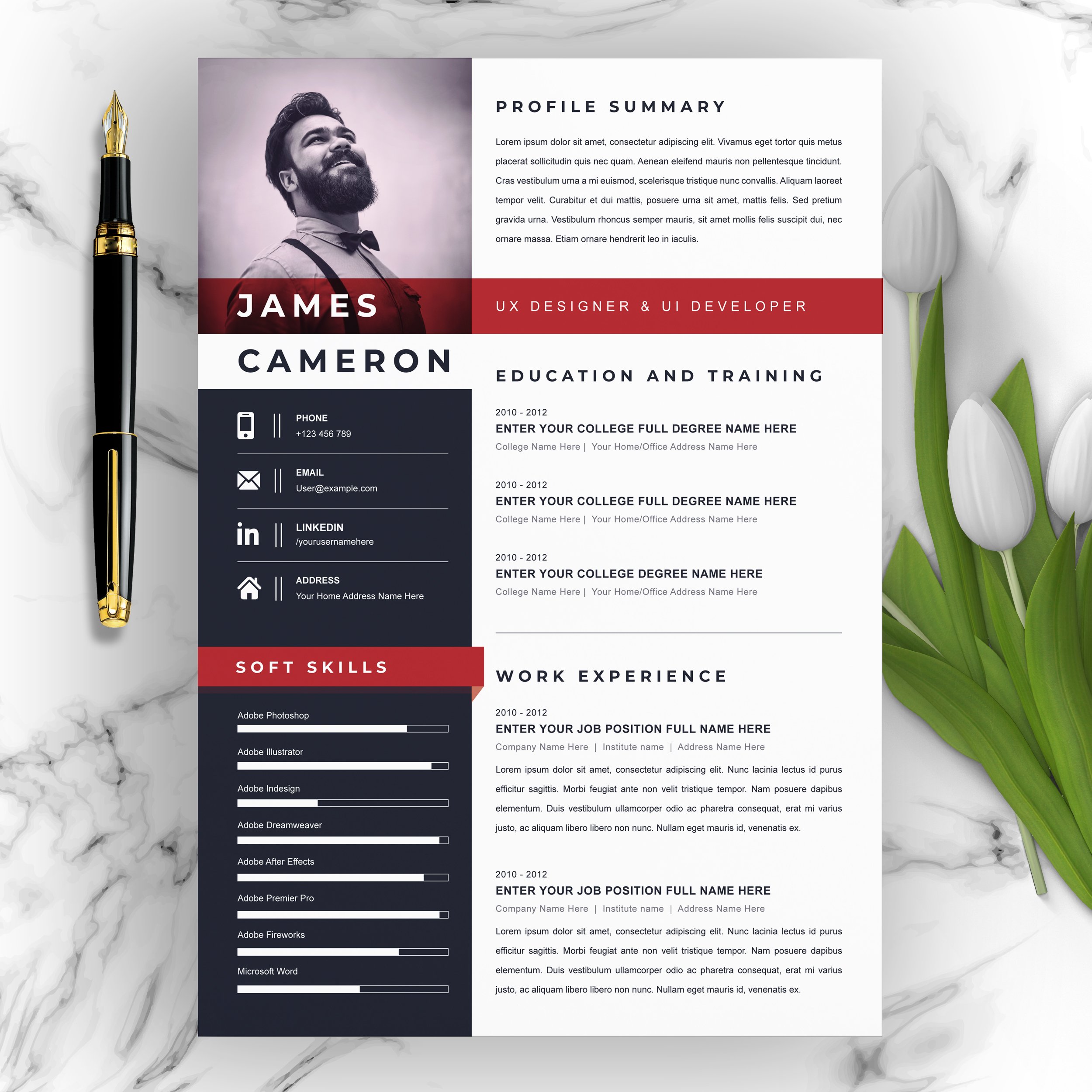Resume/CV Design Template | MS Word cover image.