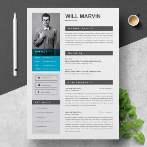 Resume / CV Template | MS Word cover image.