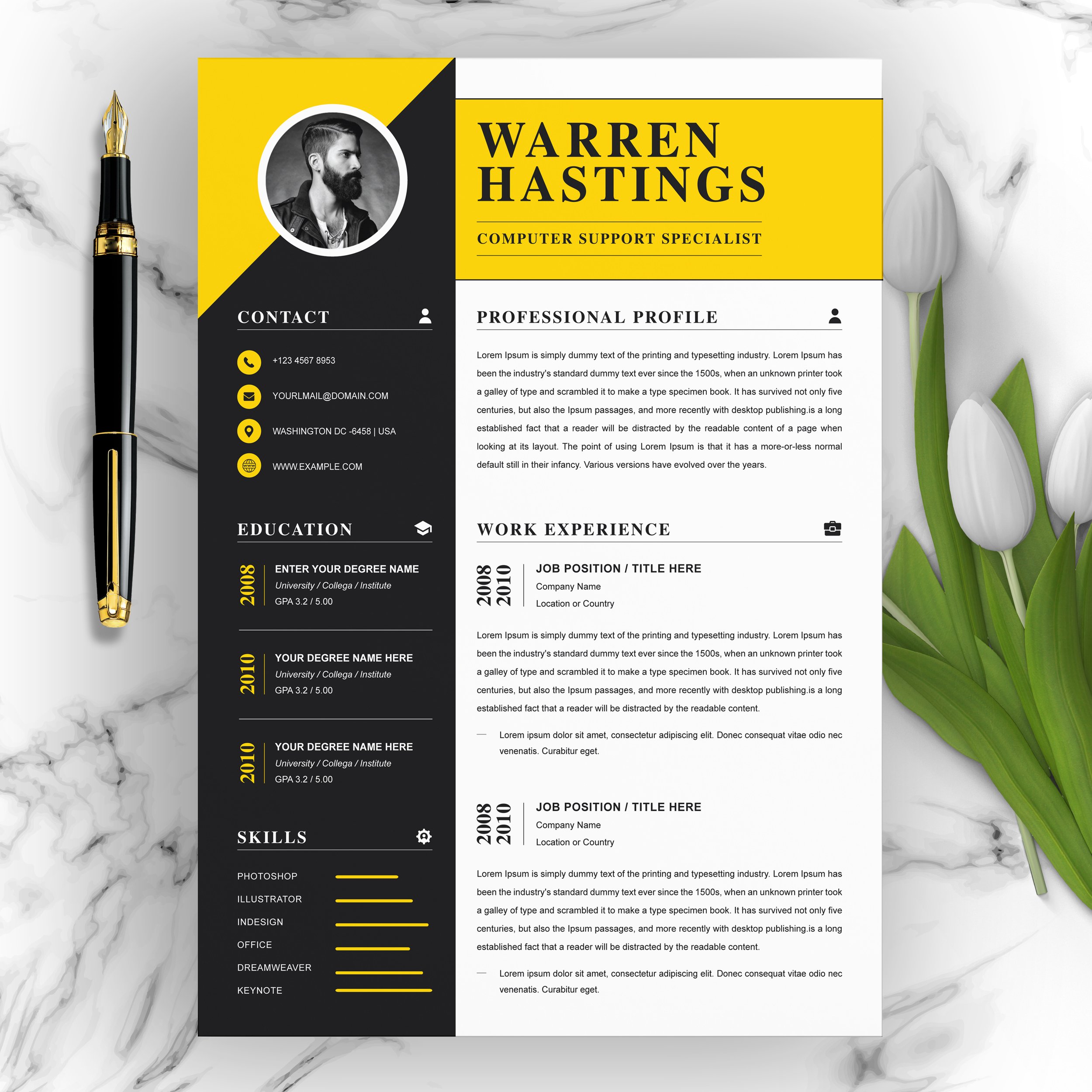 Professional Resume Instant Download cover image.