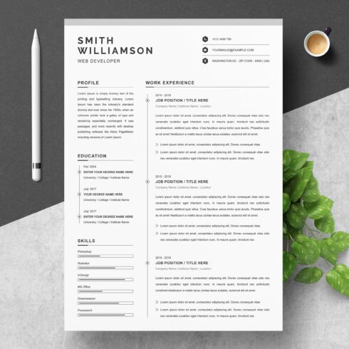 Clean Resume / CV Template MS Word cover image.