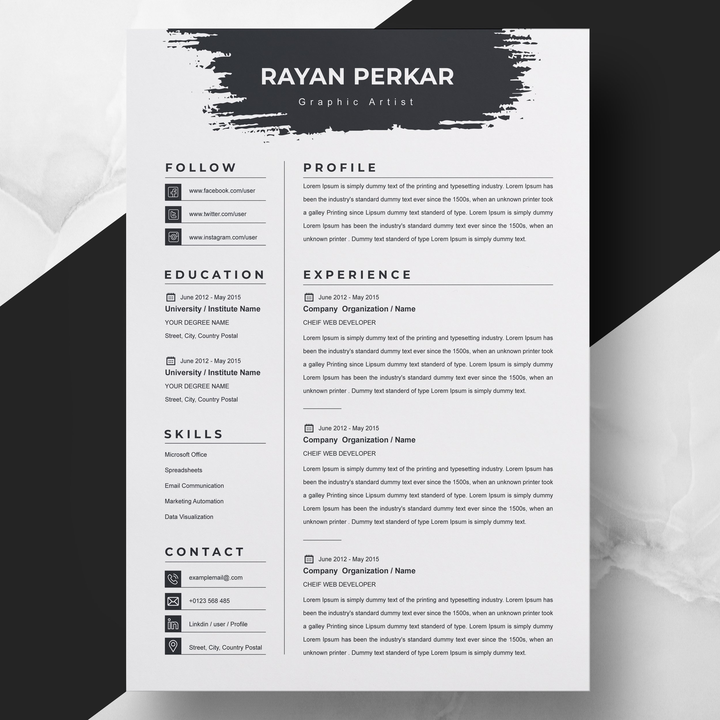 Resume Template | Professional Resume - Design Cuts