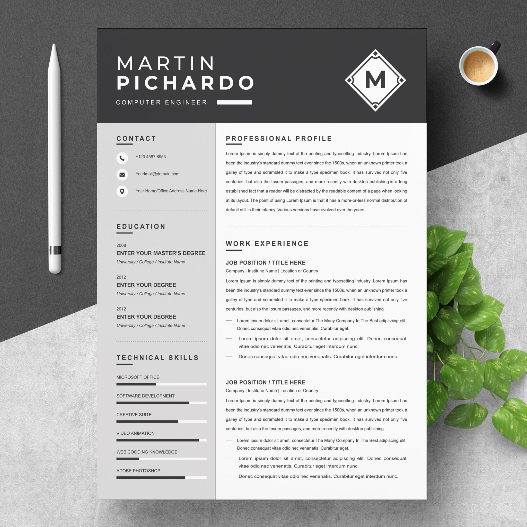 Resume / CV Design Template MS Word – MasterBundles