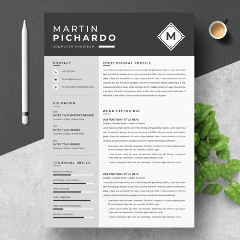 Resume / CV Design Template MS Word cover image.