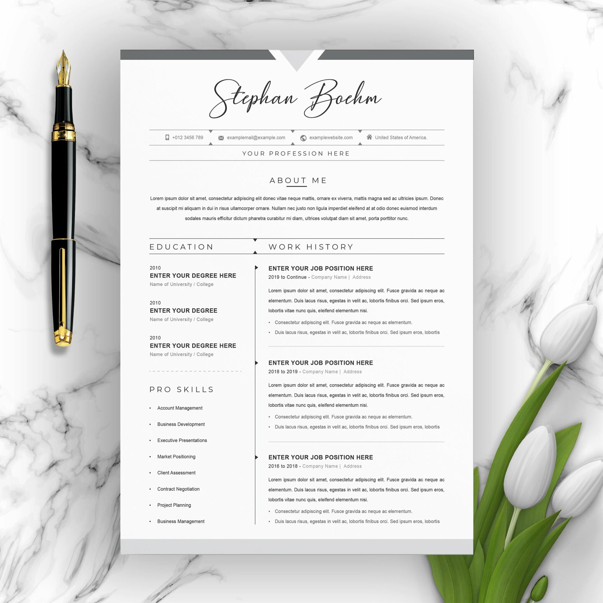 Clean Resume / Word CV Template – MasterBundles