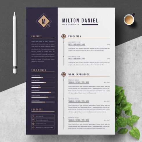 Professional Resume / CV Template cover image.