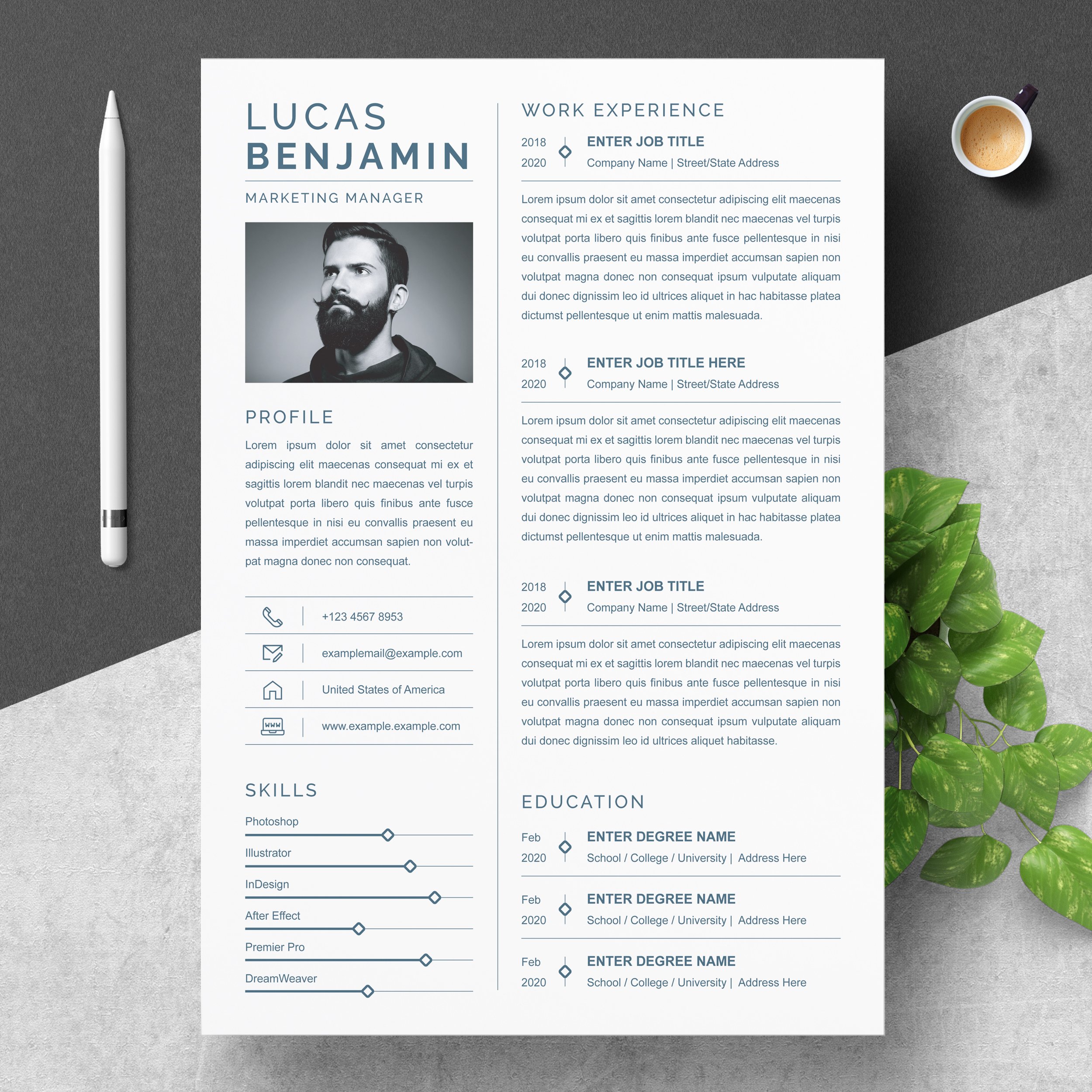 Clean Modern Executive Resume | CV cover image.