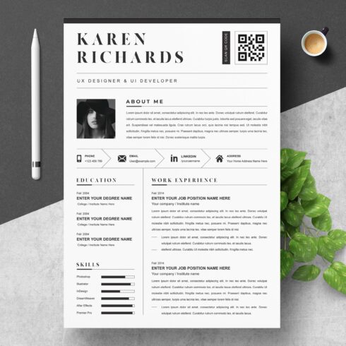 Modern Resume Design Template Word cover image.