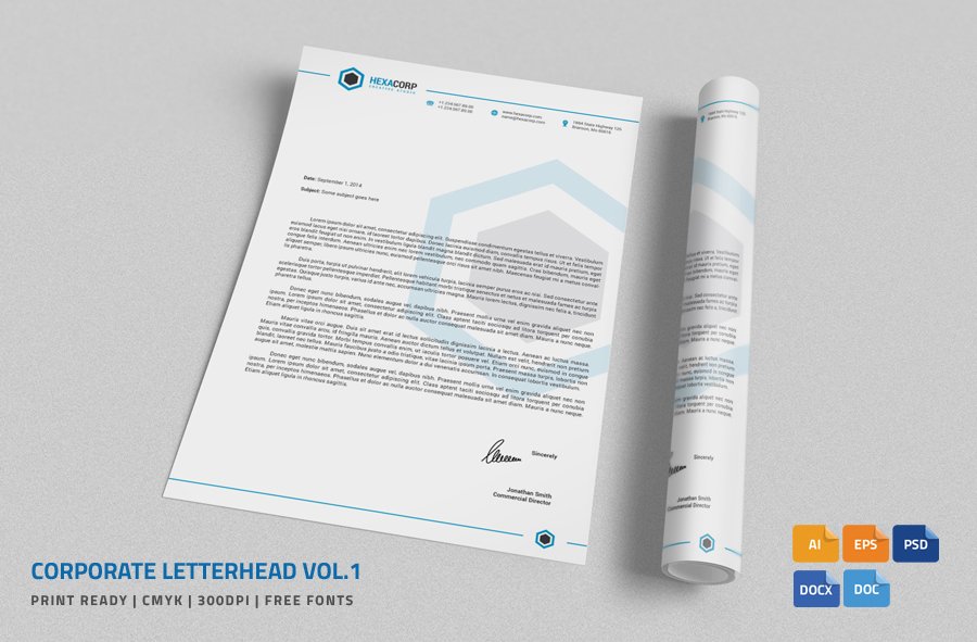 Corporate Letterhead 1 with MS Word cover image.