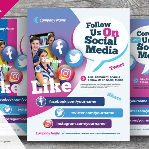 Follow Us on Social Media Flyers cover image.