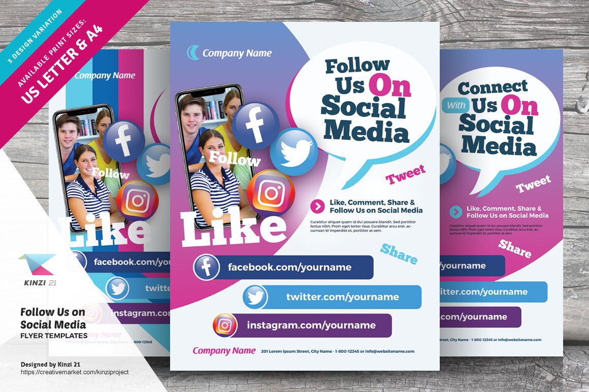 Follow Us on Social Media Flyers cover image.