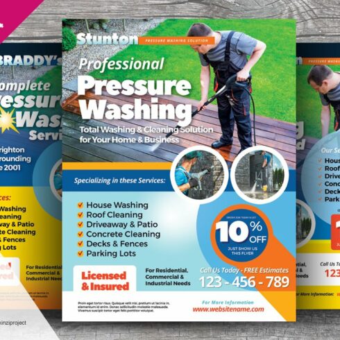 Pressure Washing Services Flyers cover image.