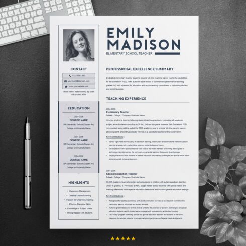 TEACHER Resume Template for MS Word cover image.