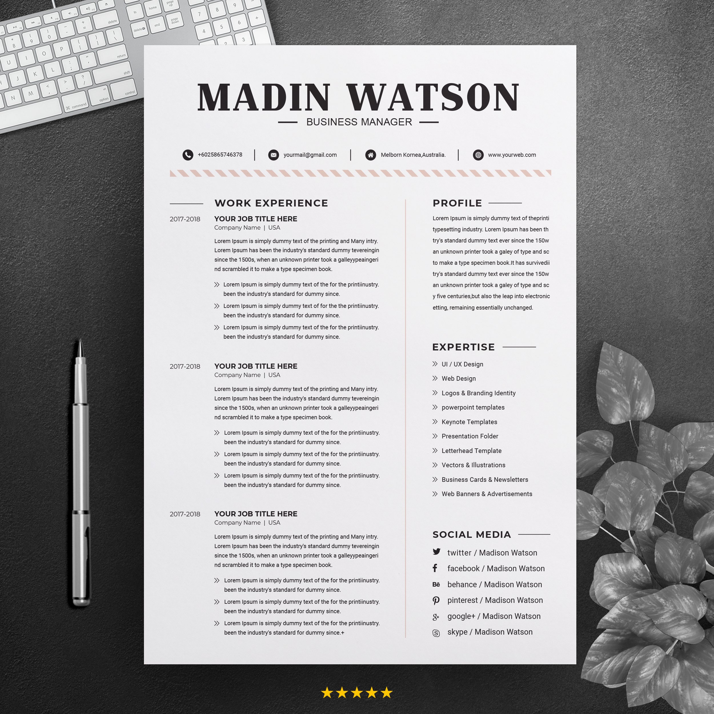 Simple Professional Resume Template cover image.