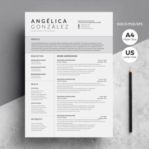 Creative & Professional Word Resume cover image.