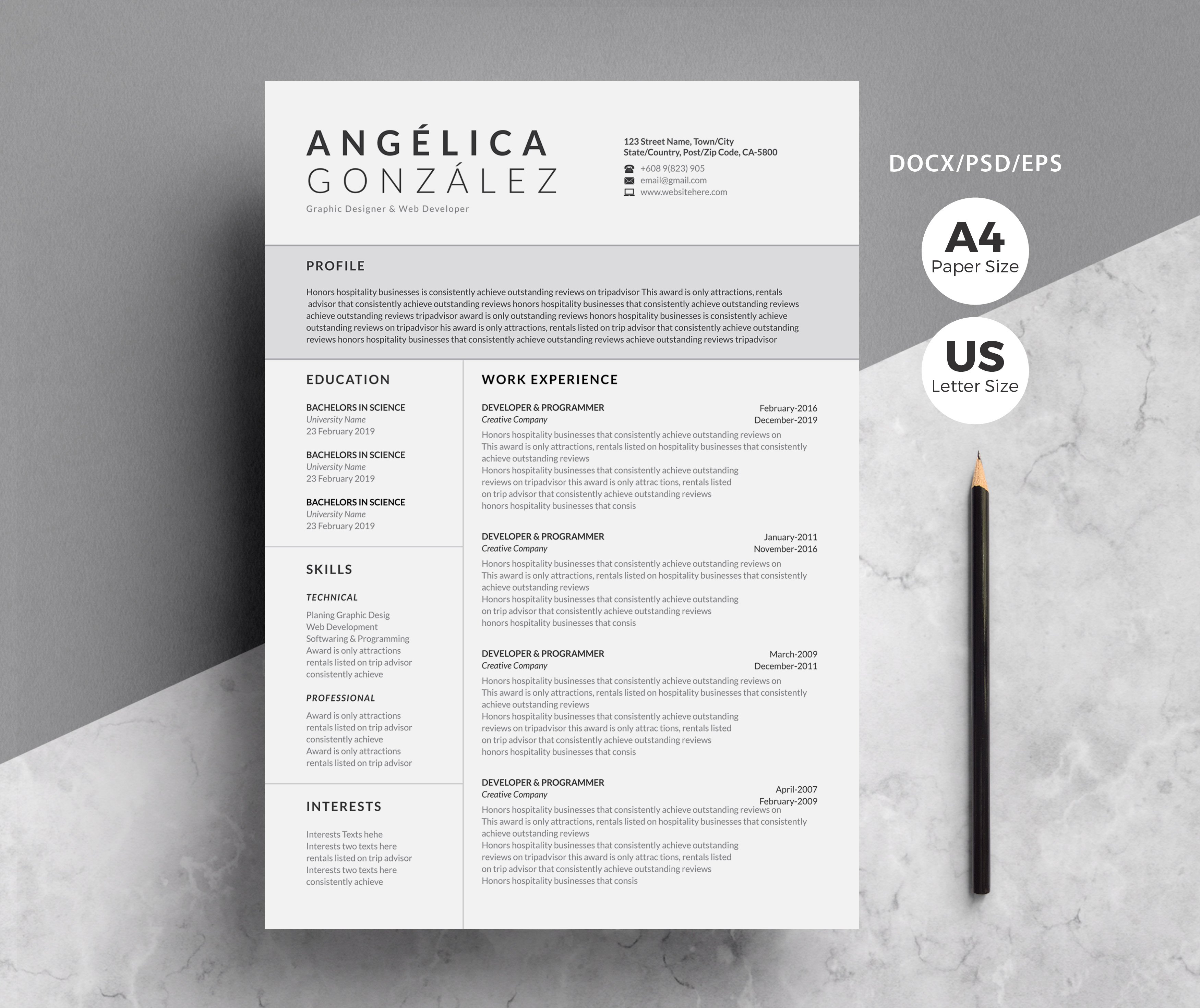 Creative & Professional Word Resume cover image.