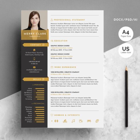 Modern Resume Template 3 Pages cover image.