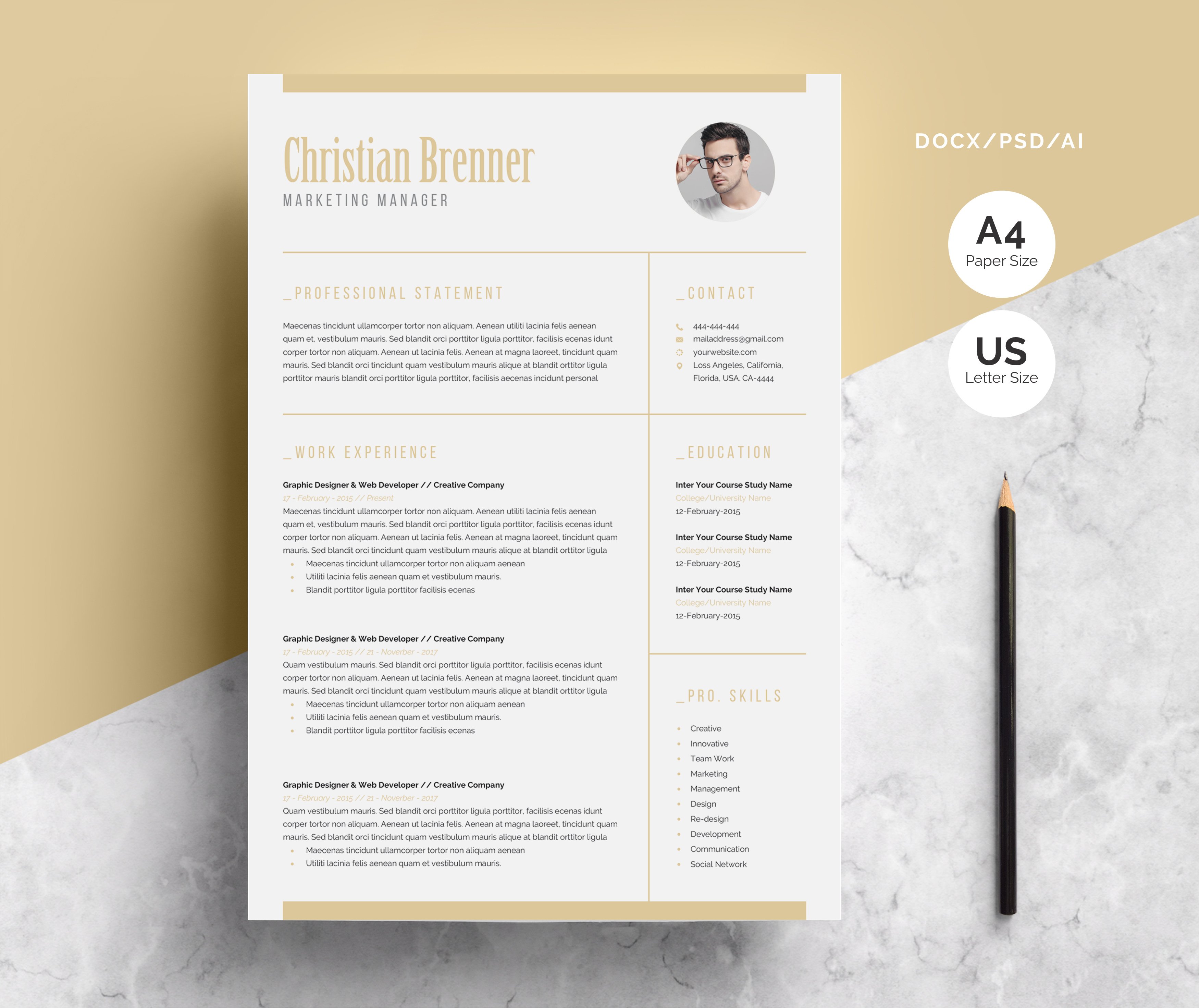 Clean Word Resume 3-Pages cover image.