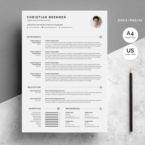 Clean Resume/CV With Cover Letter cover image.