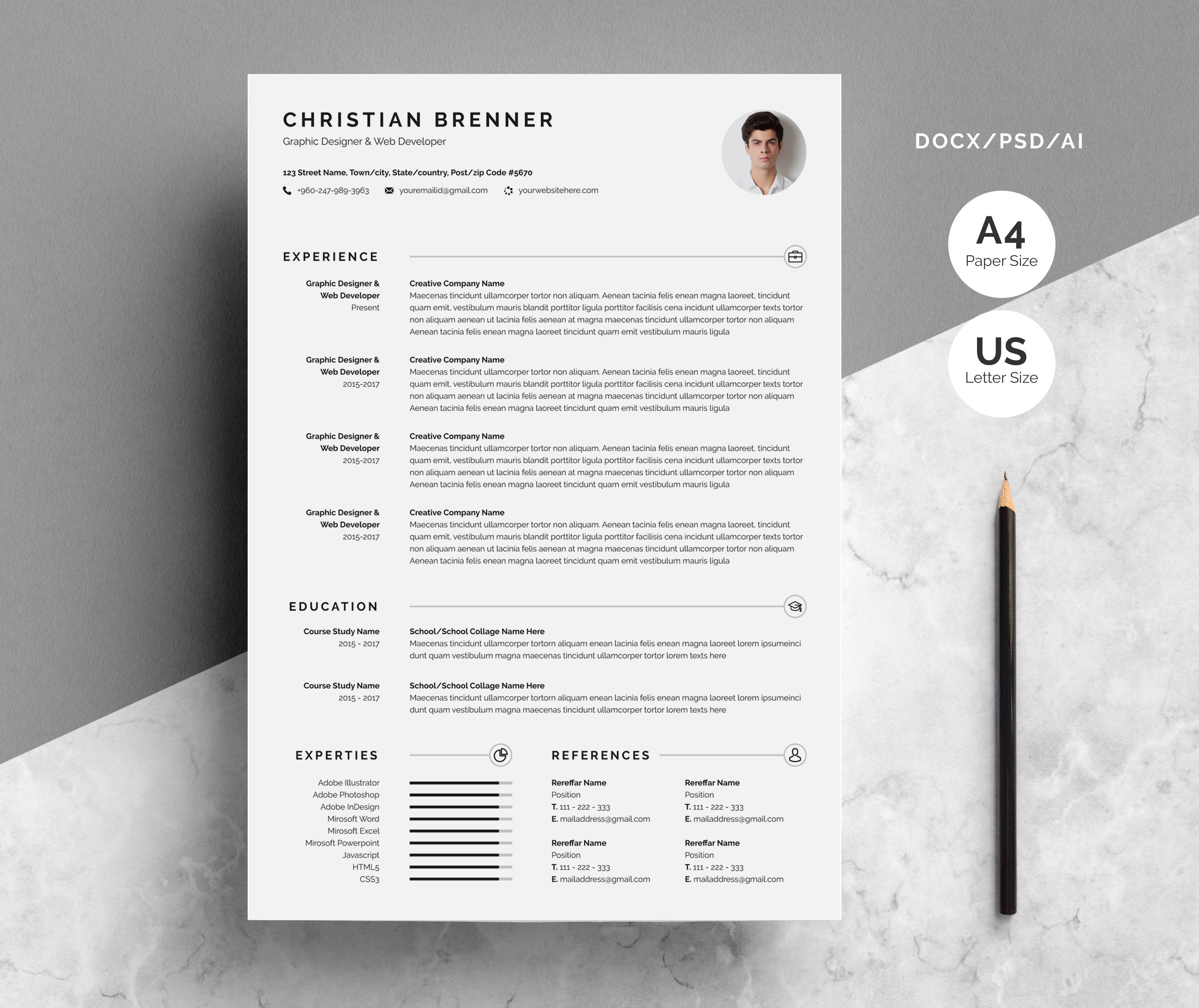 Clean Resume/CV With Cover Letter cover image.