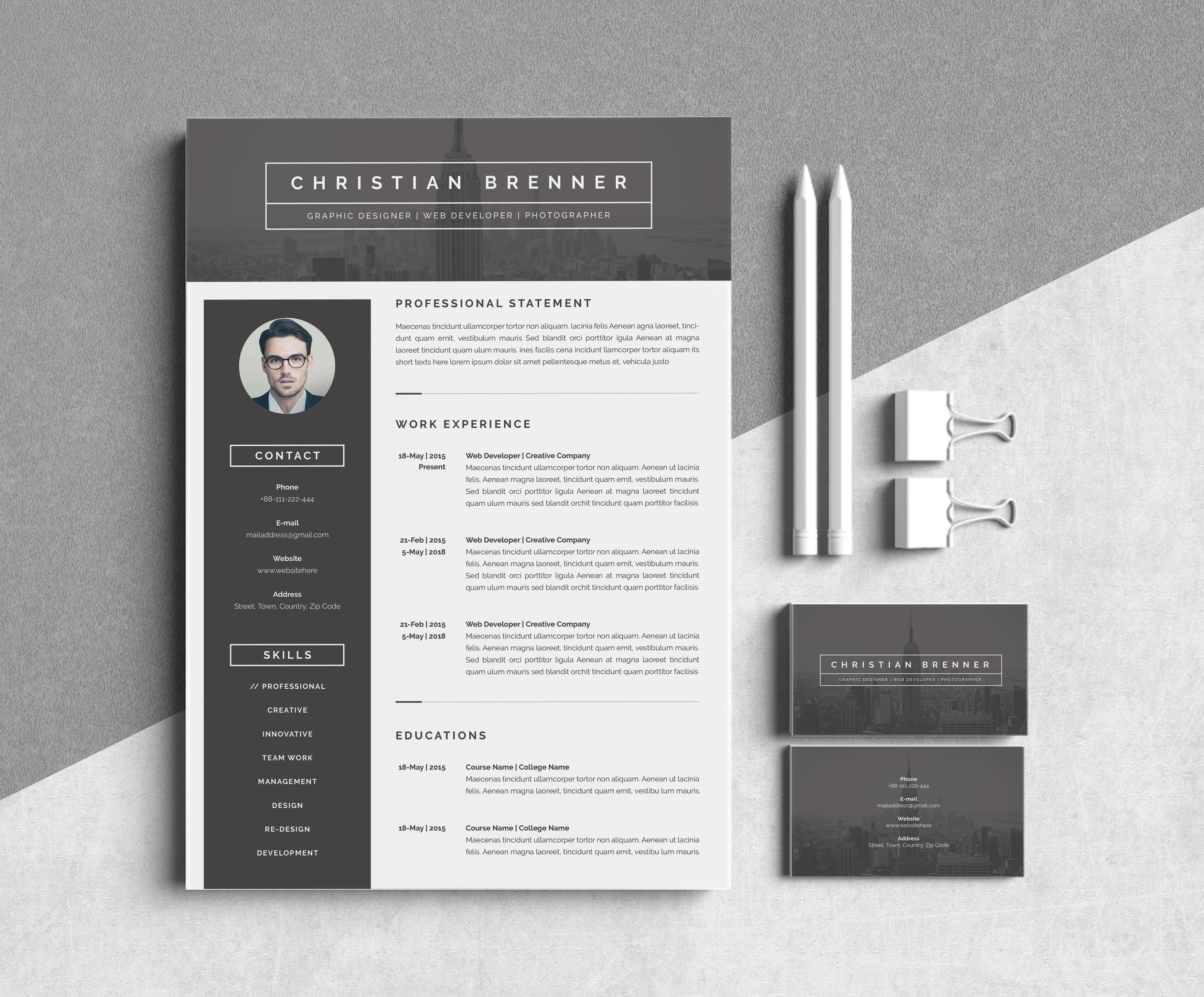 Modern Resume Template 3 Pages cover image.