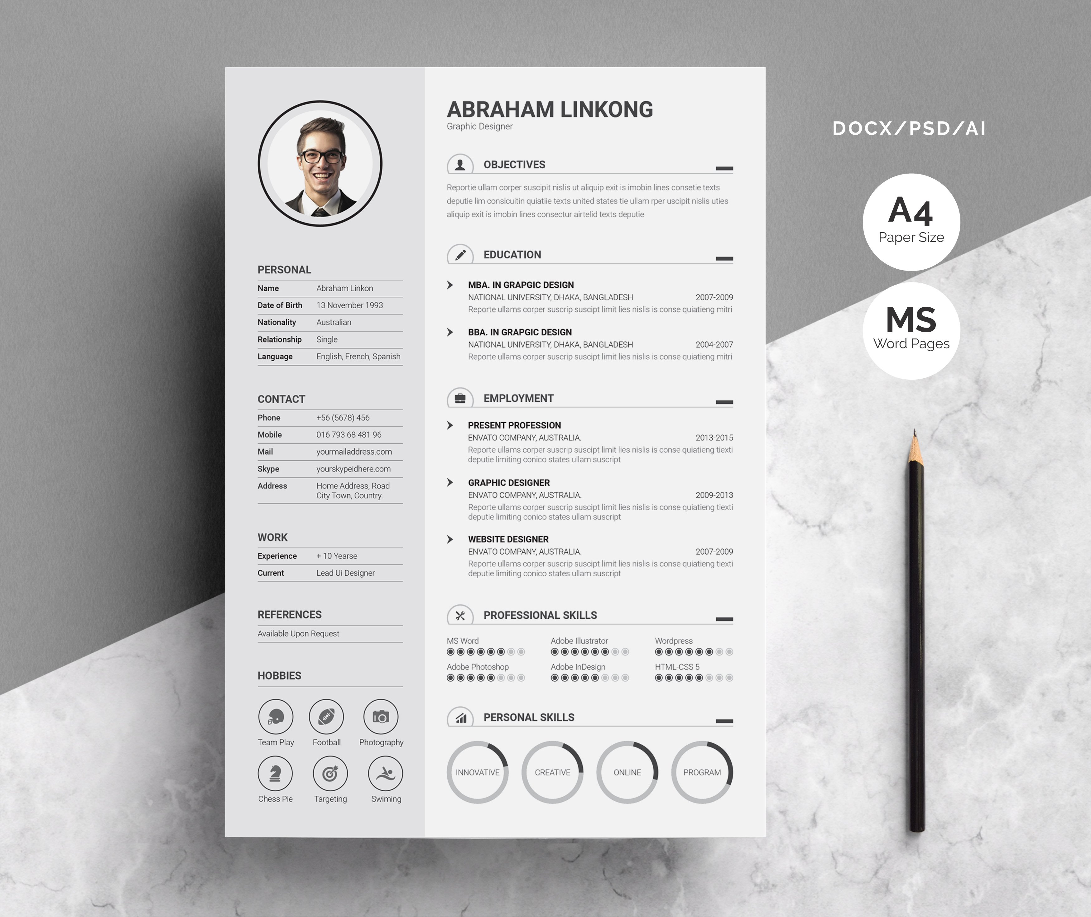 Modern Resume 3 Pages cover image.