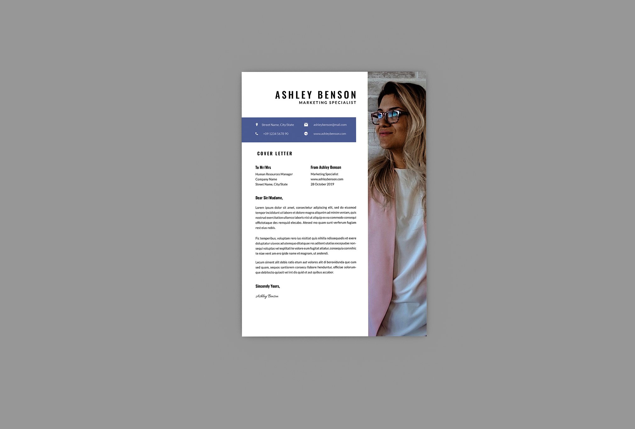 Ashley Marketing Resume Designer preview image.