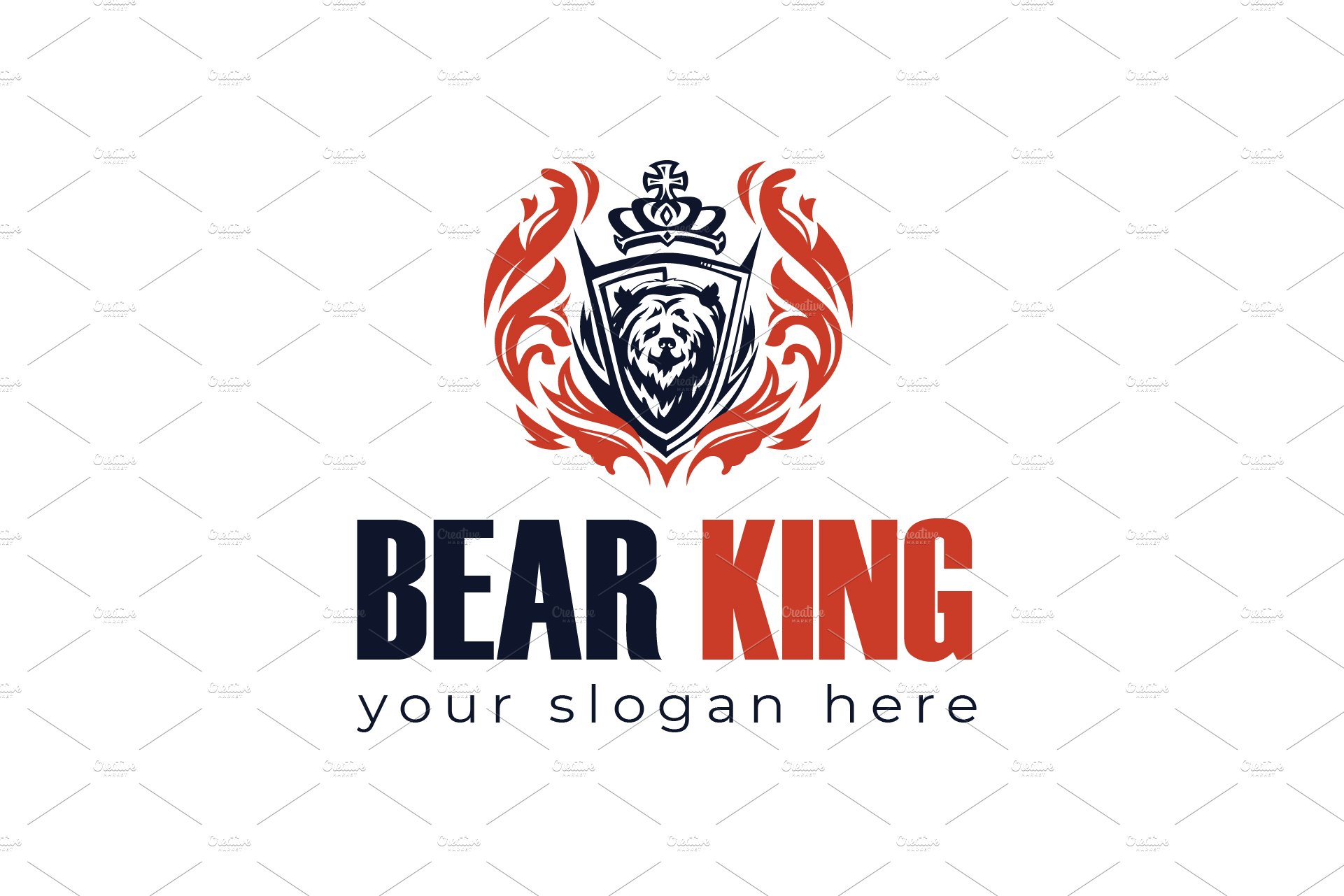 Bear King Logo Template preview image.