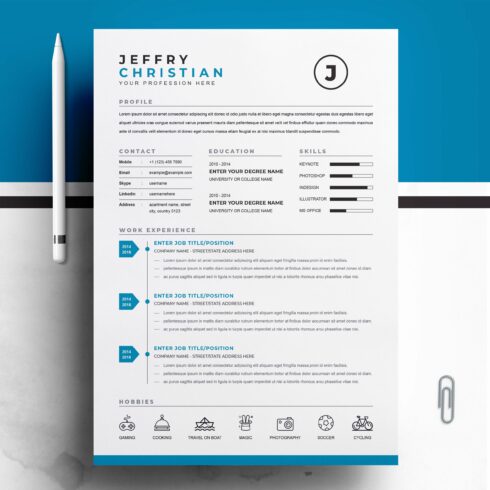 One Page Resume Template cover image.