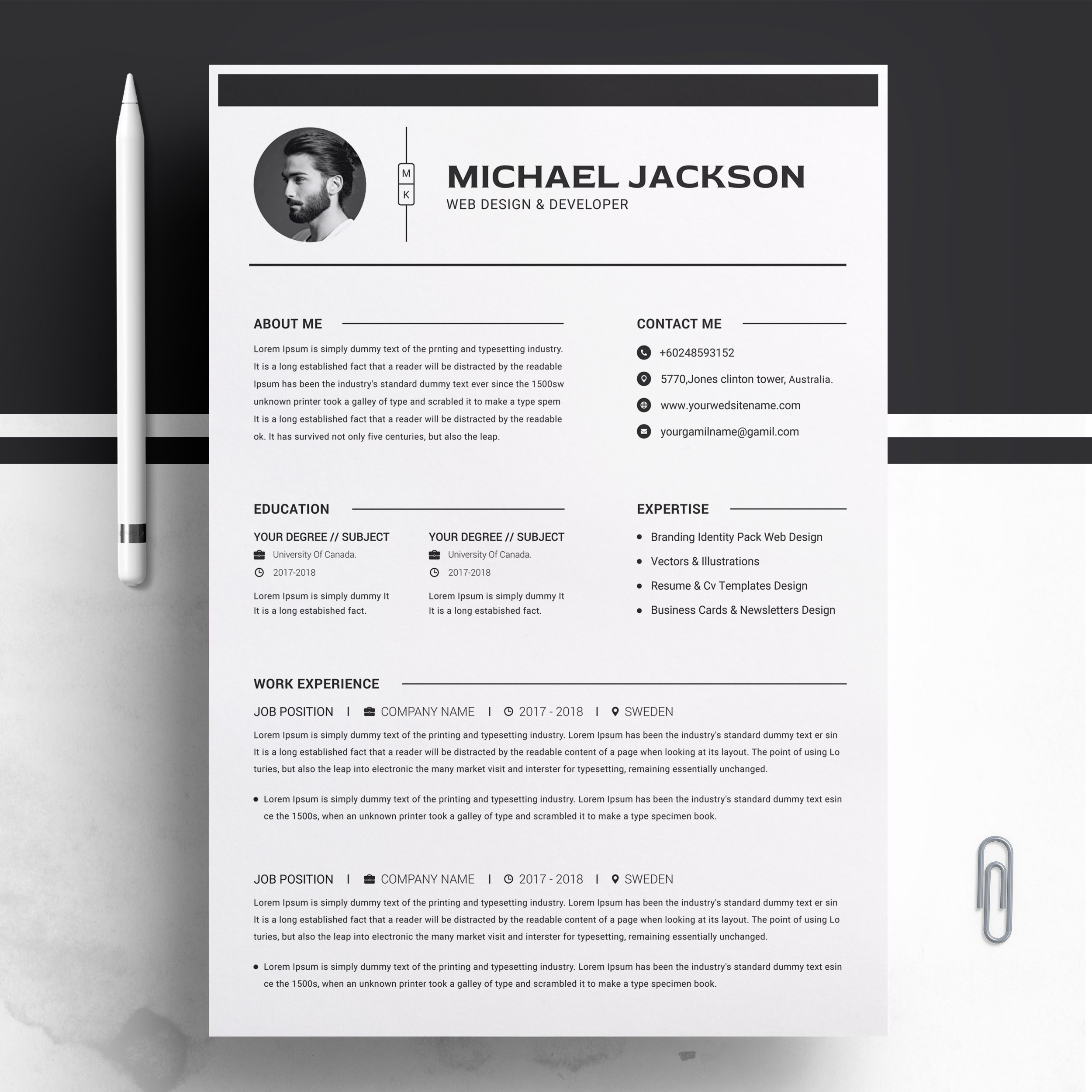 Clean CV Template cover image.