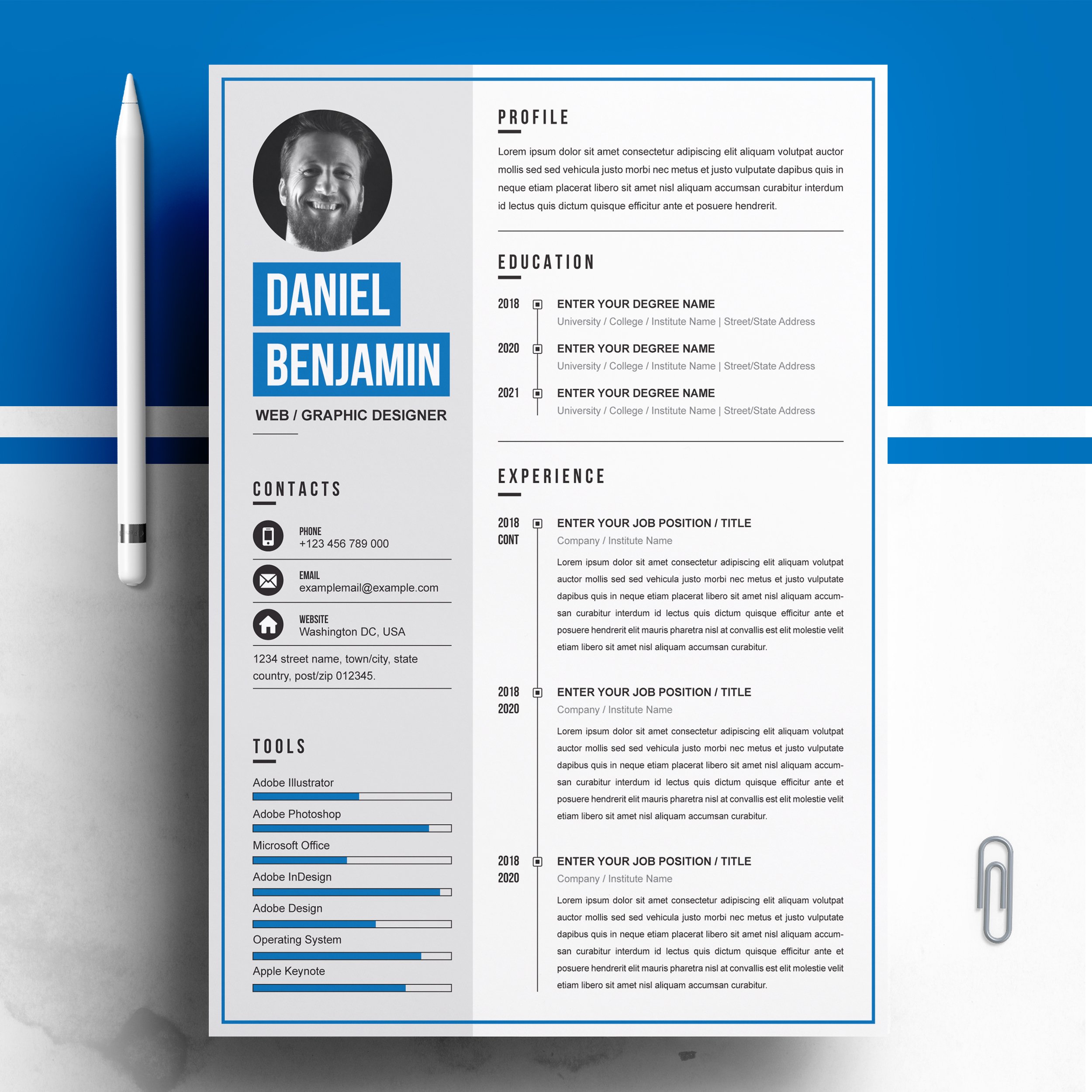 Resume Template for Word, CV Resume cover image.