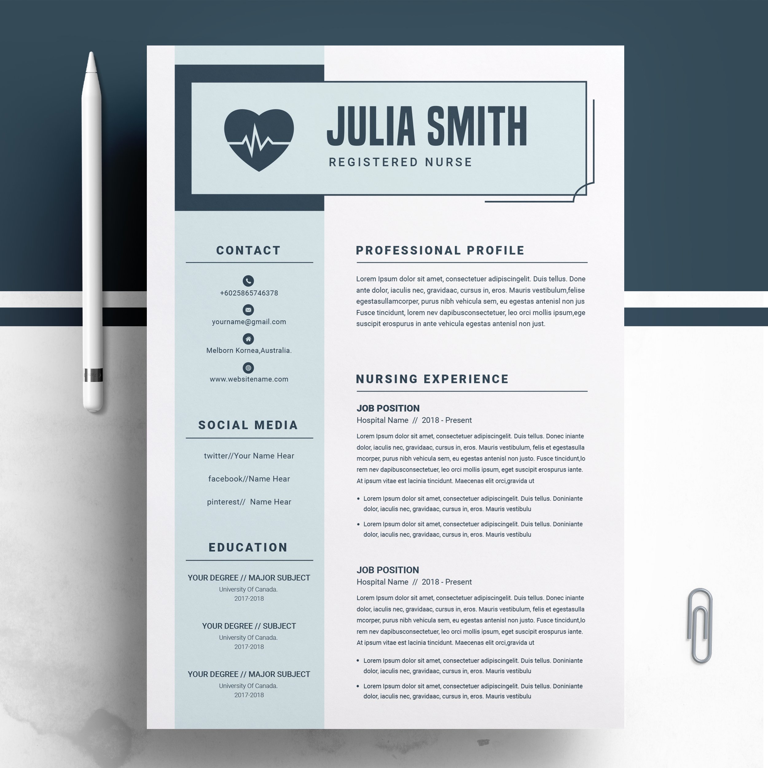 Nurse Resume/Medical Resume Template cover image.
